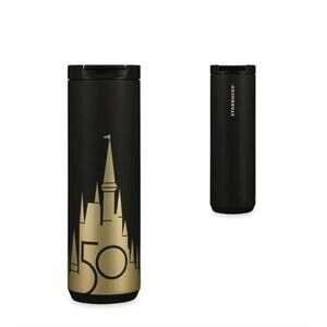 Disney Starbucks Tumbler, 50 Anniversary, Matte Black & Gold, 16oz